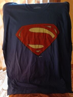 Hanes Navy Blue Superman Shield Graphic Tee - Red & Gold Logo